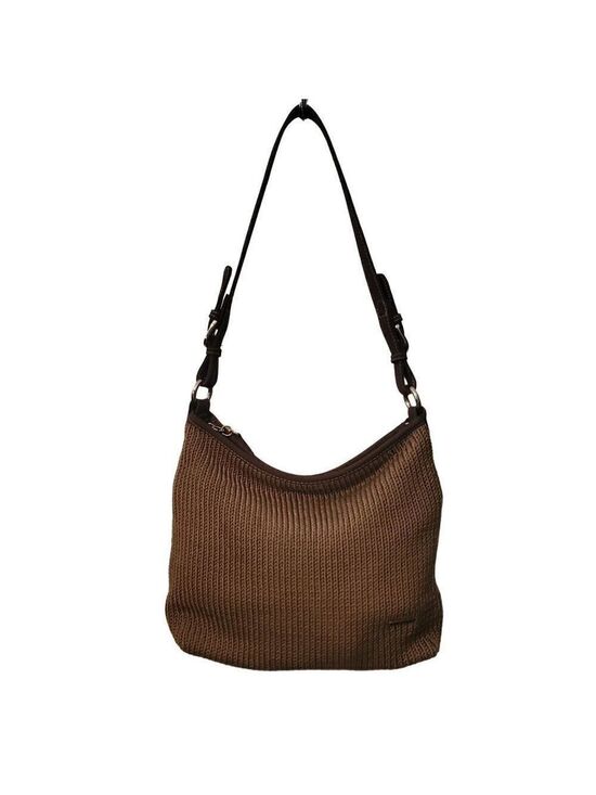 The Sak Handbags - THE SAK Brown Crochet Braided Recycled Bottles Purse Shoulder Bag Pocketbook